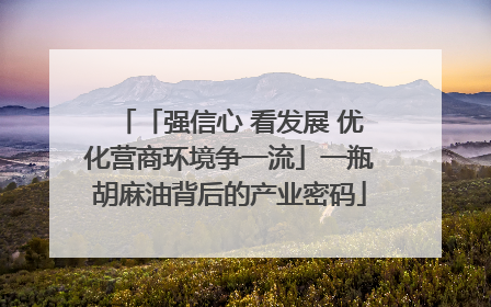 「强信心 看发展 优化营商环境争一流」一瓶胡麻油背后的产业密码