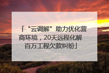 “云调解”助力优化营商环境，20天远程化解百万工程欠款纠纷