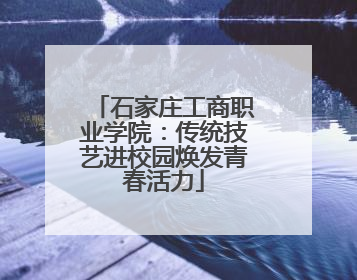石家庄工商职业学院：传统技艺进校园焕发青春活力