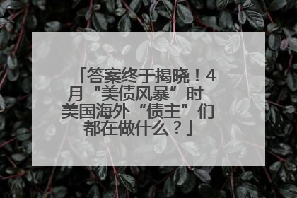 答案终于揭晓！4月“美债风暴”时 美国海外“债主”们都在做什么？