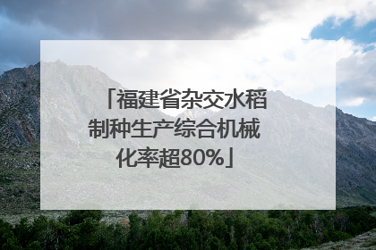 福建省杂交水稻制种生产综合机械化率超80%