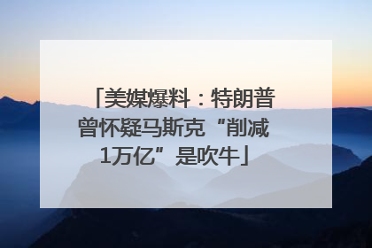 美媒爆料：特朗普曾怀疑马斯克“削减1万亿”是吹牛