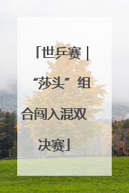 世乒赛｜“莎头”组合闯入混双决赛