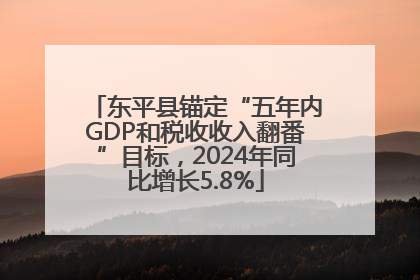 东平县锚定“五年内GDP和税收收入翻番”目标，2024年同比增长5.8%