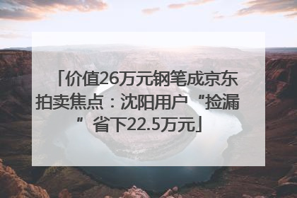 价值26万元钢笔成京东拍卖焦点：沈阳用户“捡漏”省下22.5万元