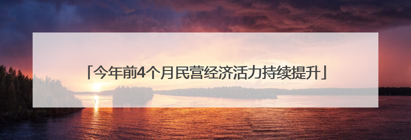 今年前4个月民营经济活力持续提升