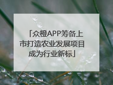 众橙APP筹备上市打造农业发展项目成为行业新标