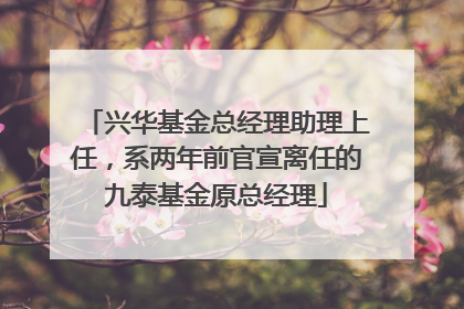 兴华基金总经理助理上任，系两年前官宣离任的九泰基金原总经理