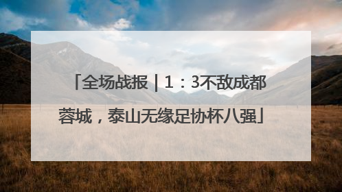 全场战报｜1：3不敌成都蓉城，泰山无缘足协杯八强