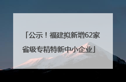 公示！福建拟新增62家省级专精特新中小企业