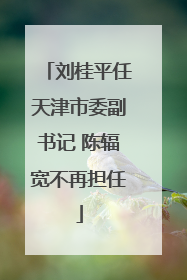 刘桂平任天津市委副书记 陈辐宽不再担任