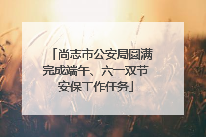 尚志市公安局圆满完成端午、六一双节安保工作任务