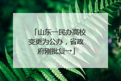 山东一民办高校变更为公办，省政府刚批复→