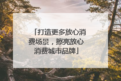 打造更多放心消费场景，擦亮放心消费城市品牌