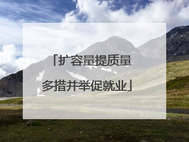 扩容量提质量 多措并举促就业