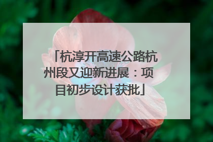 杭淳开高速公路杭州段又迎新进展：项目初步设计获批