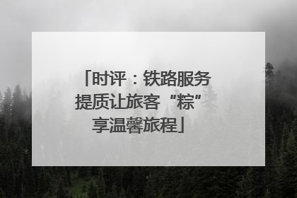 时评：铁路服务提质让旅客“粽”享温馨旅程