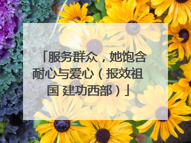 服务群众，她饱含耐心与爱心（报效祖国 建功西部）