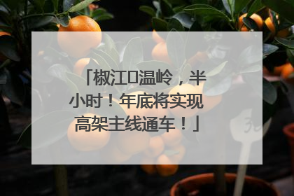 椒江⇌温岭，半小时！年底将实现高架主线通车！