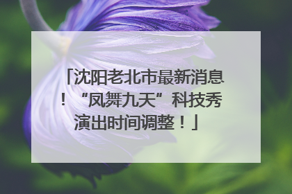 沈阳老北市最新消息！“凤舞九天”科技秀演出时间调整！