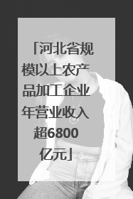 河北省规模以上农产品加工企业年营业收入超6800亿元