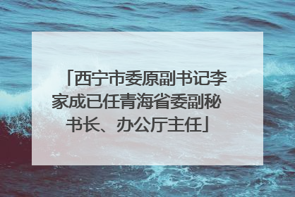 西宁市委原副书记李家成已任青海省委副秘书长、办公厅主任