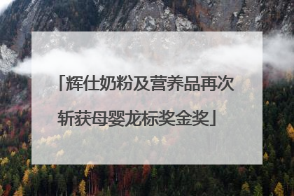 辉仕奶粉及营养品再次斩获母婴龙标奖金奖