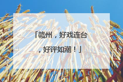 赣州，好戏连台，好评如潮！
