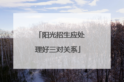 阳光招生应处理好三对关系