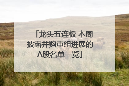 龙头五连板 本周披露并购重组进展的A股名单一览