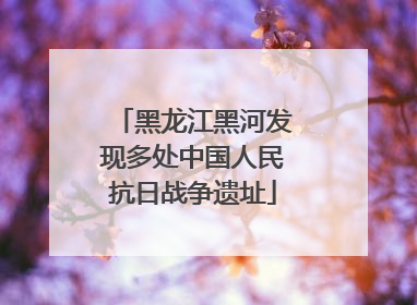 黑龙江黑河发现多处中国人民抗日战争遗址