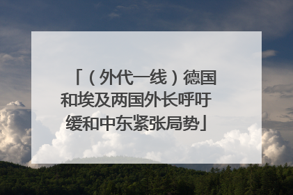 （外代一线）德国和埃及两国外长呼吁缓和中东紧张局势