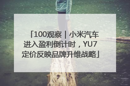 100观察｜小米汽车进入盈利倒计时，YU7定价反映品牌升维战略