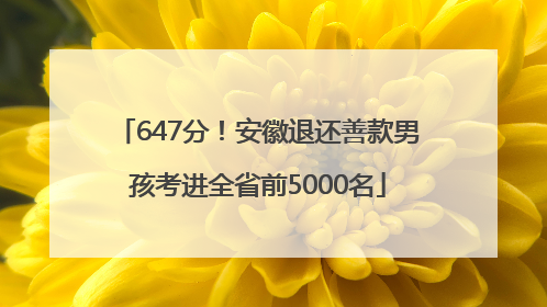 647分！安徽退还善款男孩考进全省前5000名